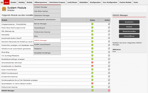 DSGVO-Manager, Datenschutzinformationen übersichtlich bearbeiten und anzeigen