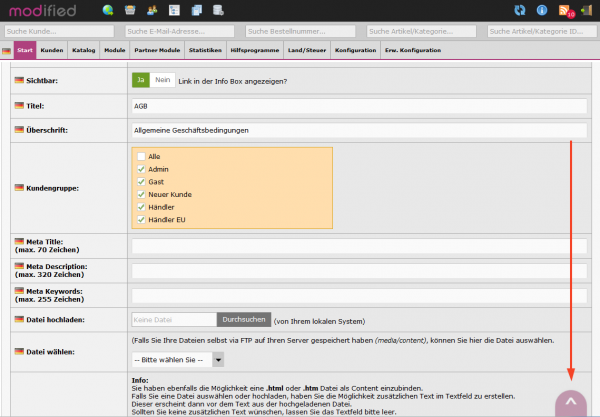 Scroll-to-top für den Admin
