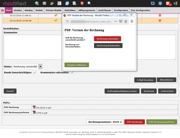 PDF versenden oder downloaden PDF-Rechnungsversand