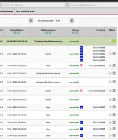 Versand-Trackingnummer in der Bestellübersicht