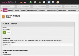Packlink® - Export aus Modified Shopsystem